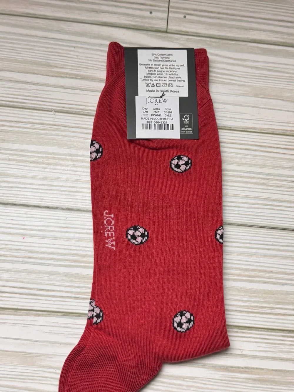 J.Crew Football Pattern Crew Style Red Patterned Crew Socks New with Tag